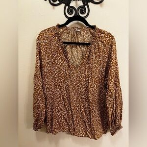 Old Navy Brown Floral Blouse